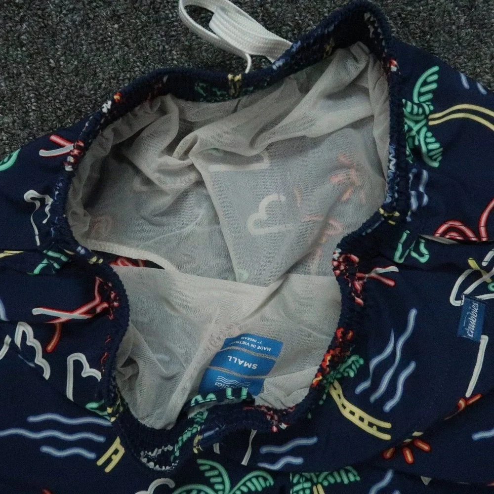 Chubbies Swim Trunks‎ Small Blue Neon Lights Tropical Lined Shorts 7